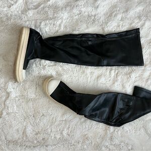 Rick Owen’s leather Over-the-Knee Boots with White Soles